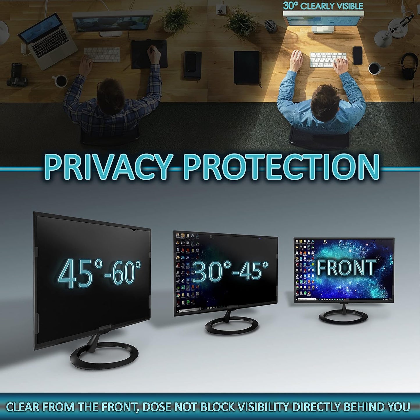 Privacy Screen Filter for 19 Inches Desktop Computer Monitor, Screen Protector size is 16.1 inch width x 10.1 inch height
