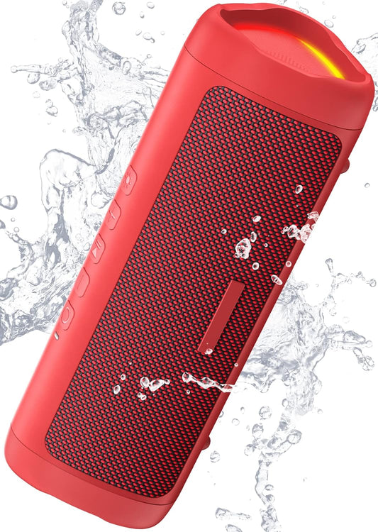 Bluetooth Speaker with HD Sound, Portable Wireless, IPX5 Waterproof, Up to 20H Playtime, TWS Pairing, BT5.3, for Home/Party/Outdoor/Beach, Stocking Stuffers, White Elephant Gifts for Adults (Red)