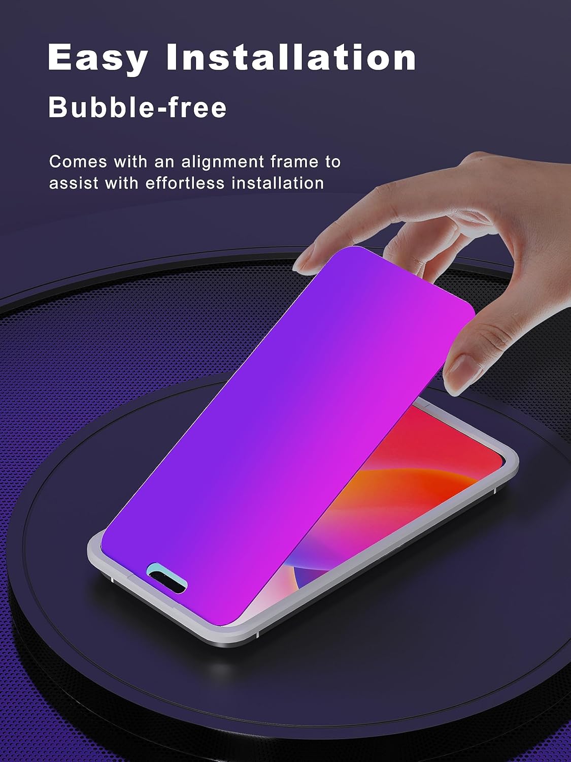 Compatible for iPhone 15 Pro Max Privacy Screen Protector 6.7 Inch, Purple Gradient Anti Spy Anti Blue Light HD Screen Protector Tempered Glass Easy Installation