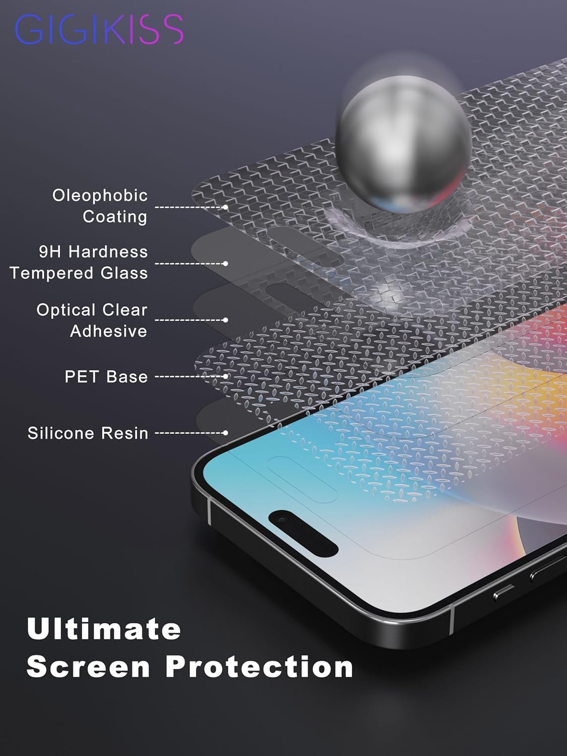 Compatible for iPhone 16 Pro Privacy Screen Protector 6.3 inch, Anti Spy Anti Blue Light HD Tempered Glass Screen Protector Easy Installation, Case Friendly, 2 Pack Black