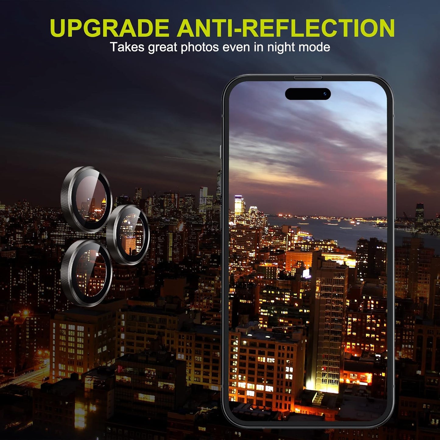 WSKEN for iPhone 14 Pro/iPhone 14 Pro Max Camera Lens Protector,[Night Shooting Mode] HD Tempered Metal Glass Camera Screen Protector Cover Film Accessories, Black