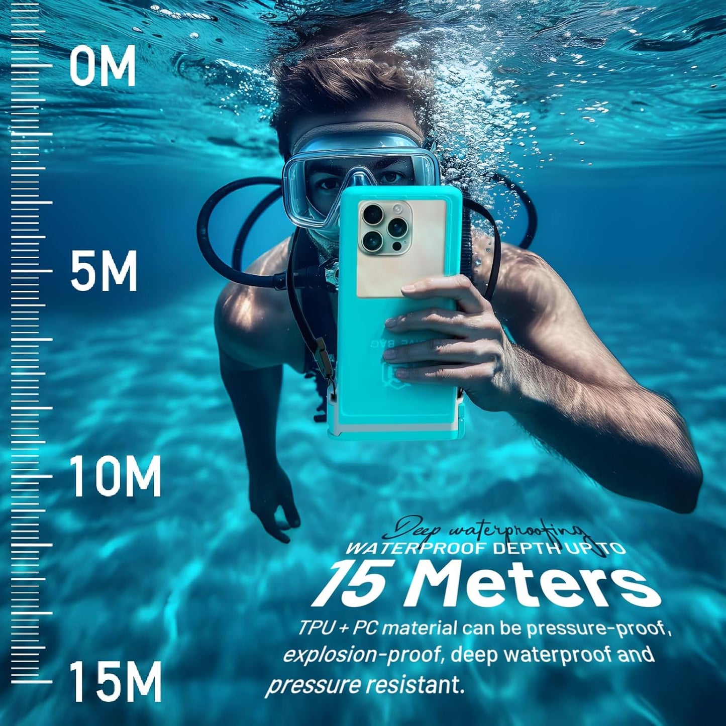 Large Floating Waterproof Phone Case with Lanyard for Snorkeling & Diving - Underwater Phone Pouch Compatible with i-Phone 16/15/14 Pro Max, Galaxy All Series, Beach and Pool Water Park (Black)