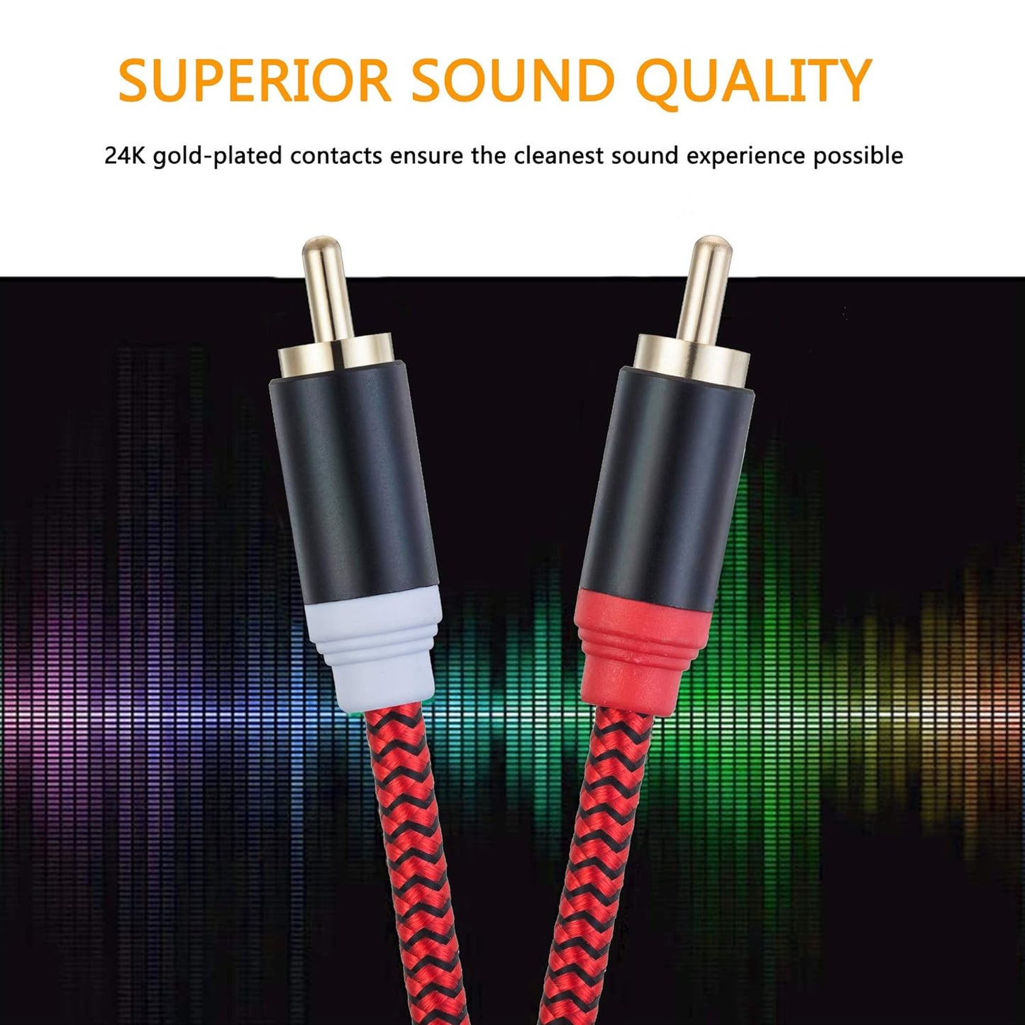 RCA Cable 6Ft,2Rca Male to 2-Rca Male Audio Stereo Subwoofer Cable [Hi-Fi Sound] Nylon-Braided Auxiliary Audio Cord for Home Theater, HDTV, Amplifiers, Hi-Fi Systems,Speakers and etc(6Ft/2M)