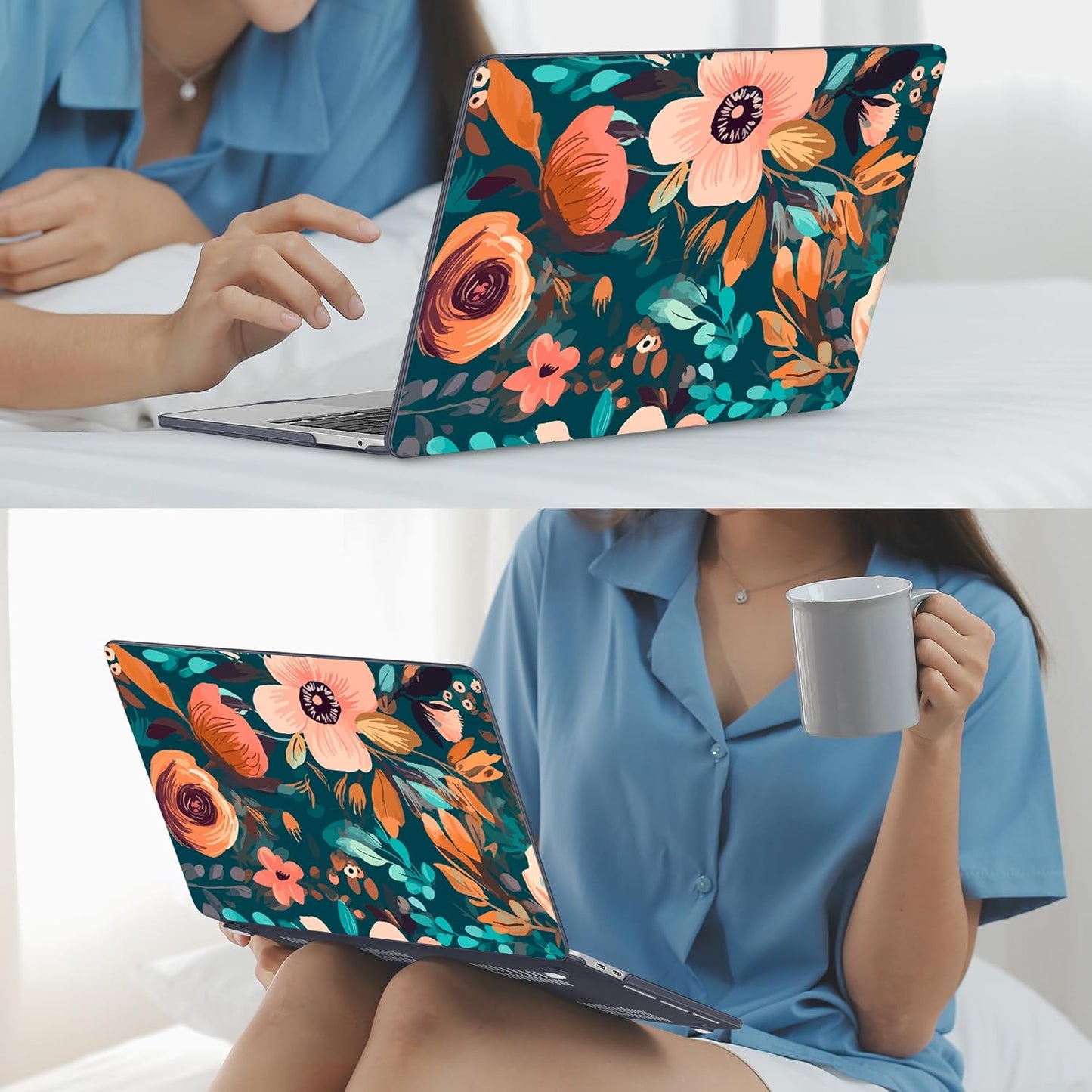 Mektron for MacBook Pro 13-inch Case 2022 2021 2020 Release A2338 M2 M1 A2289 A2251, Printed Plastic Hard Shell Cover for New MacBook Pro 13.3-inch Touch Bar Fits Touch ID，Abstract Florals