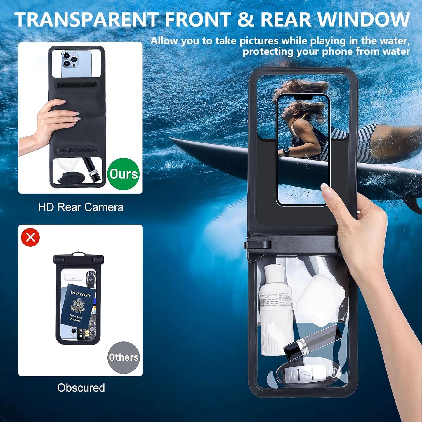 Niveaya [Up to 10.5"]Waterproof Phone Pouch - 2 Pack, Waterproof Phone Lanyard Case with iPhone 16/15/14/13/12 Pro Max up to 9.5", Phone Dry Bags for Vacation Beach Pool Kayak Cruise Travel Essentials