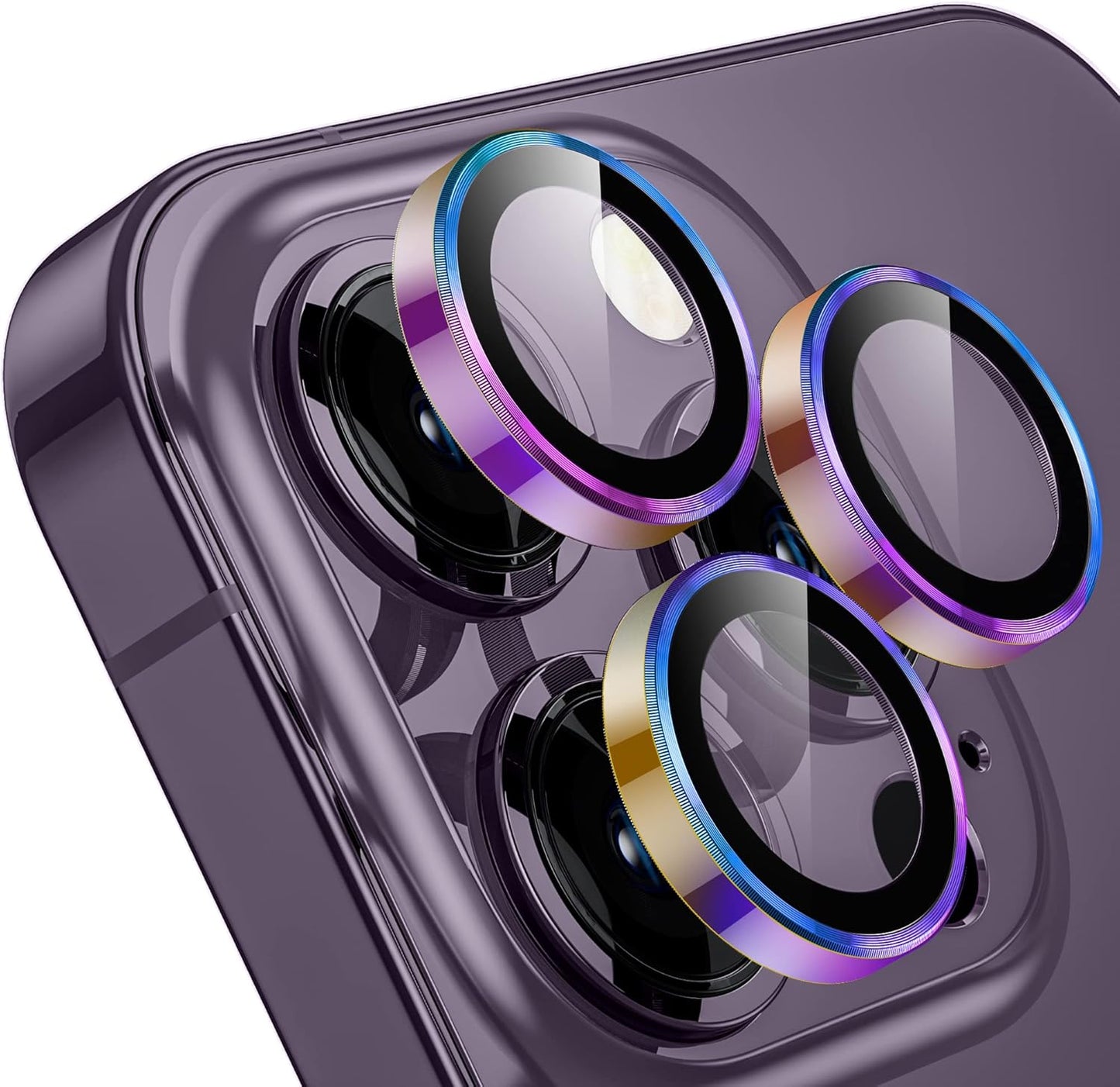 WSKEN for iPhone 14 Pro/iPhone 14 Pro Max Camera Lens Protector,[Night Shooting Mode] HD Tempered Metal Glass Camera Screen Protector Cover Film Accessories, Colorful