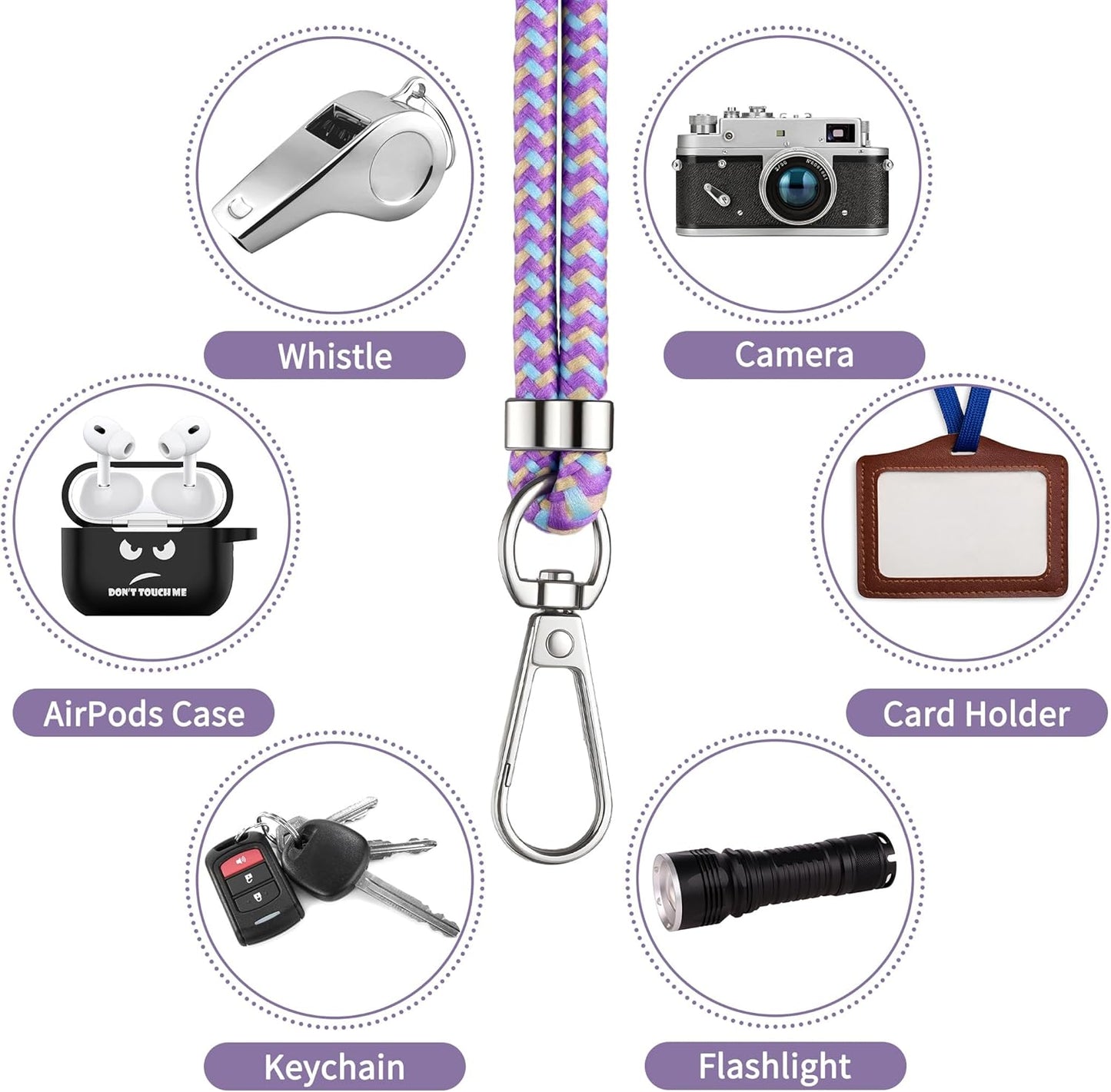 CACOE Cell Phone Lanyard Universal Crossbody Multifuctional Lanyard Compatible with Most Smartphones (Purple Blue, 30"（Neck Strap×1）+8""（Wrist Strap×1）)"