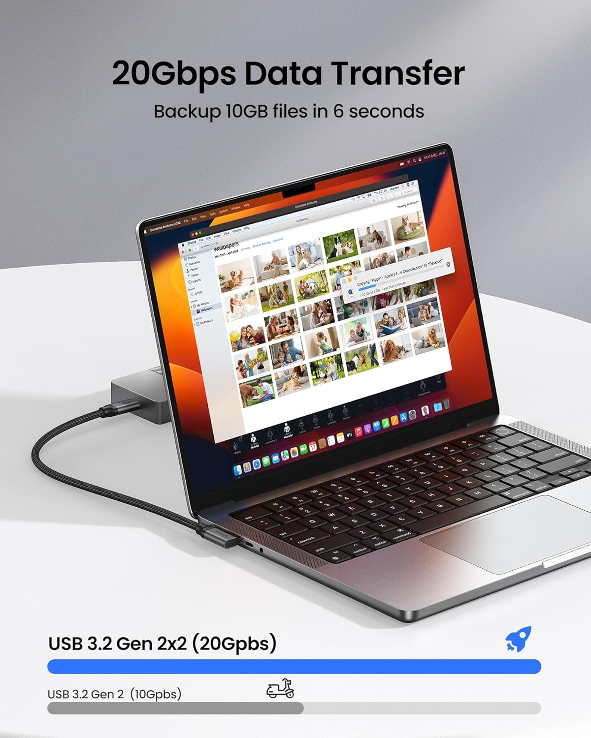 Silkland USB C Monitor Display Cable Right Angle 4FT [5K/4K@60Hz 8K@30Hz], 90 Degree USB C 3.2 Gen 2x2 Video Cable, 20Gbps Data Transfer, 240W Fast PD Compatible for MacBook Pro, iPad, iPhone 16