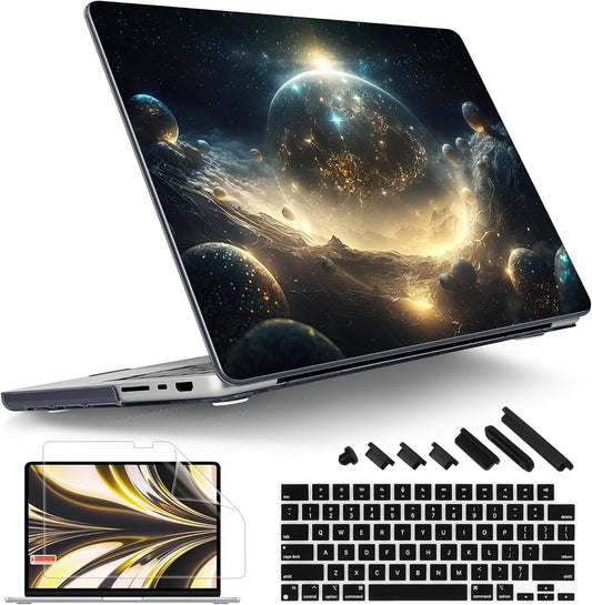Tuiklol for M4 MacBook Pro 14 Inch Case 2024-2021 Release A3112 A3401 A3185/M3 A2918 A2992/M2 A2779/M1 A2442 Pro/Max Chip,Hard Shell Case with Screen Protector for Touch ID, Birth of Galaxy
