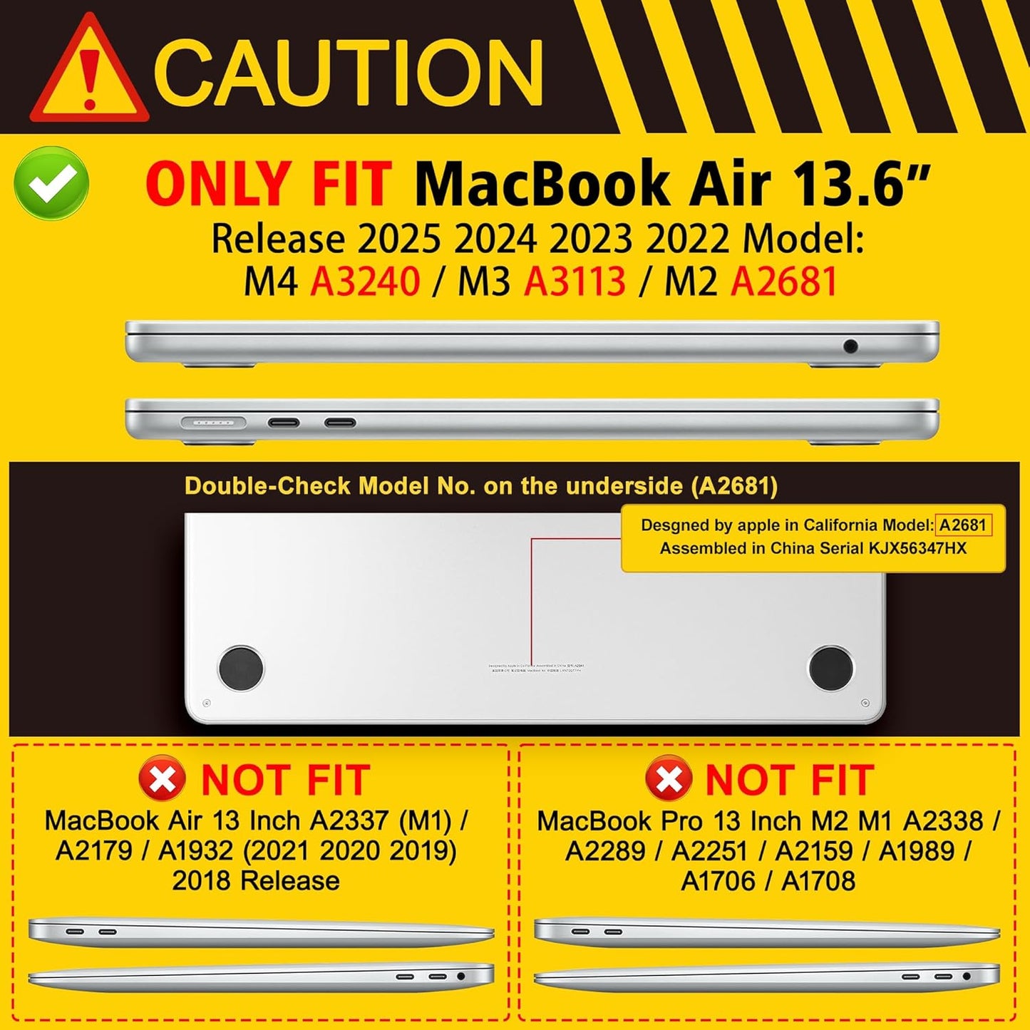 May Chen for MacBook Air 13.6 inch Case A3240 M4 A3113 M3 A2681 M2 with Retina Dispaly, 2025 2024 2023 2022 Release, Plastic Hard Shell Case with Screen Protector & Keyboard Cover, Snowflake Bow