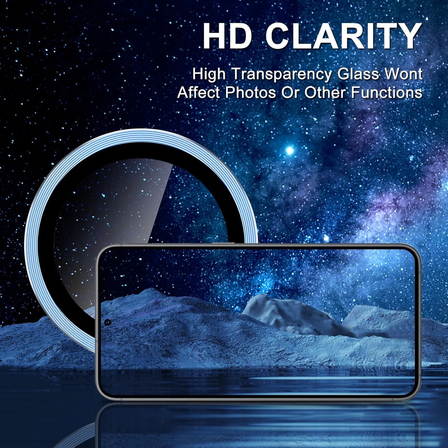for Samsung Galaxy S25 Plus Camera Lens Protector, Individual Metal Ring Tempered Glass Lens Cover, [Strong Adsorption] Scratch Resistant Ultra-Thin HD Clear Lens Cover, 1 Set-Blue