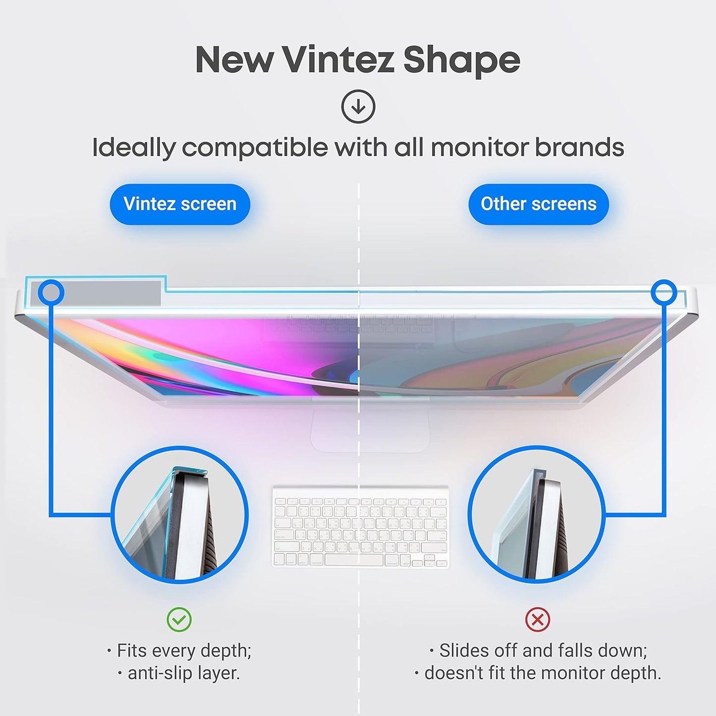 VINTEZ Blue Light Screen Protector for 23, 23.6, 23.8, 24 Inch Computer Monitor and Laptop – Anti-UV Blue Light Blocking Film for Desktop PC, Eye Protection Filter, 21.2" x 13.4", 1 Pack