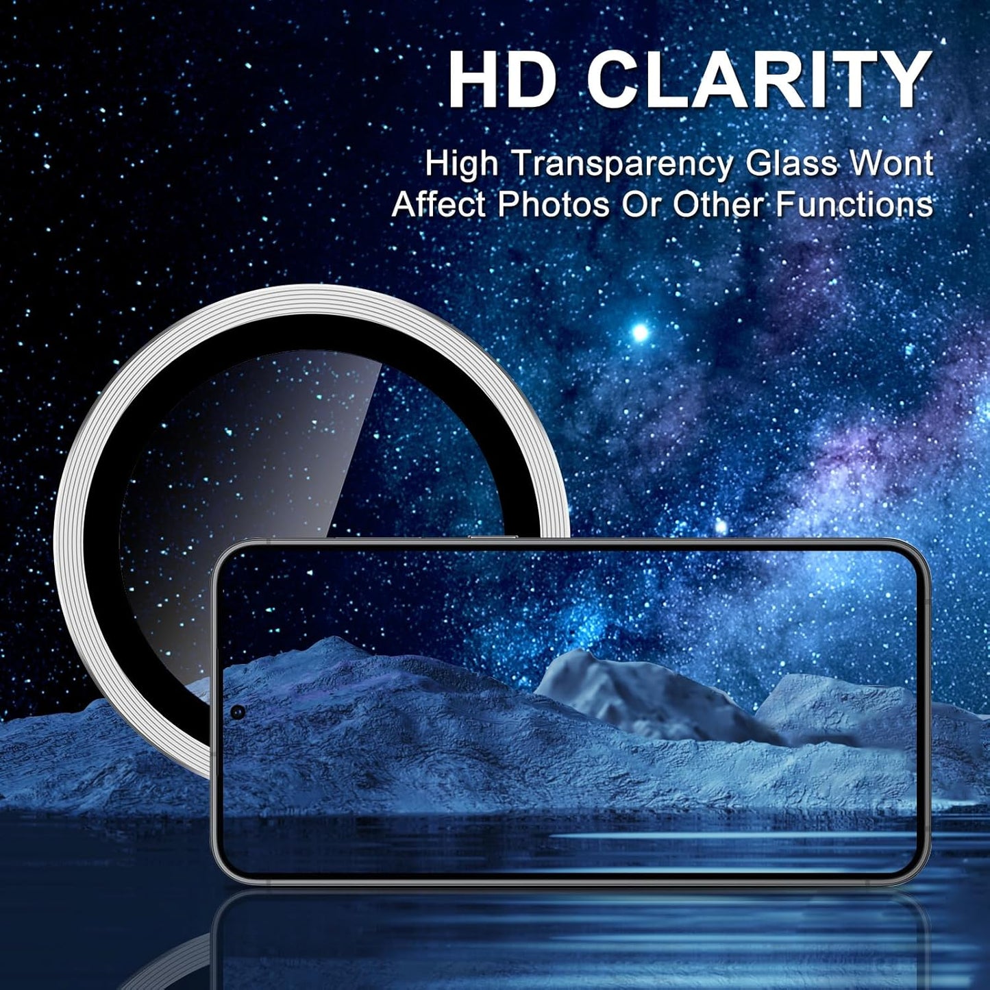 for Samsung Galaxy S25 Plus Camera Lens Protector, Individual Metal Ring Tempered Glass Lens Cover, [Strong Adsorption] Scratch Resistant Ultra-Thin HD Clear Lens Cover, 1 Set-Silvery