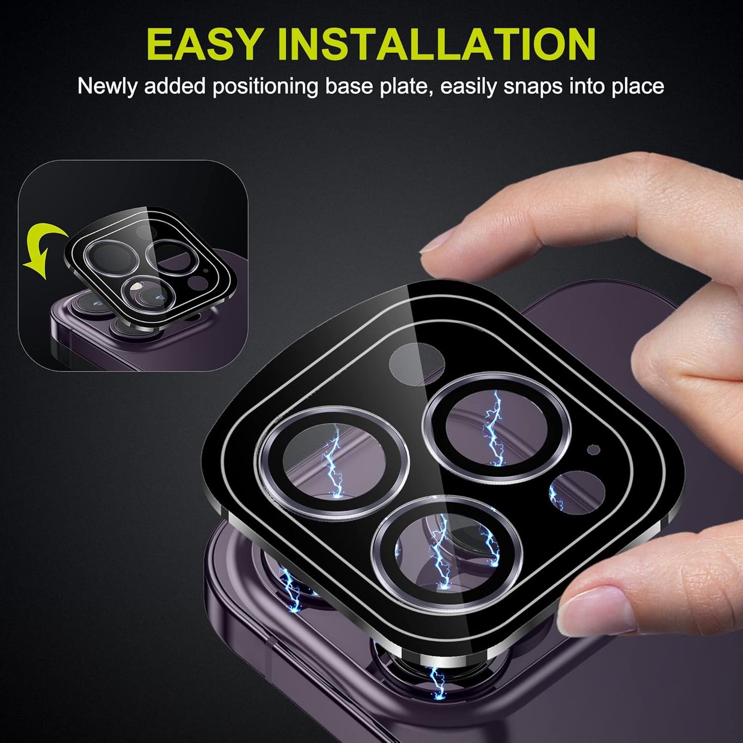 WSKEN for iPhone 14 Pro/iPhone 14 Pro Max Camera Lens Protector,[Night Shooting Mode] HD Tempered Metal Glass Camera Screen Protector Cover Film Accessories,Deep Purple