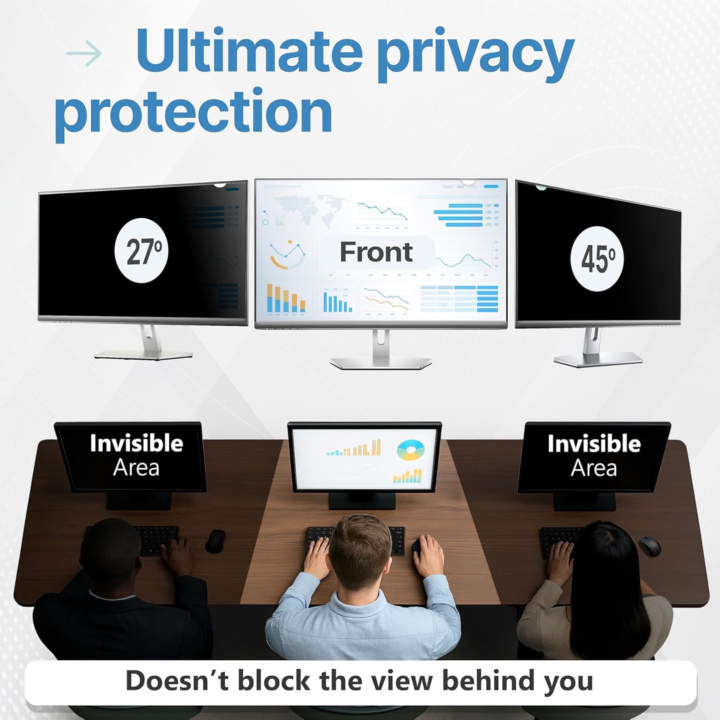 VINTEZ 24 Inch 16:9 Privacy Screen for Computer Monitor and Laptop - Anti Glare Protector Film Blue Light Filter Eye Protection - Computer Screen Privacy Shield, [1 Pack]