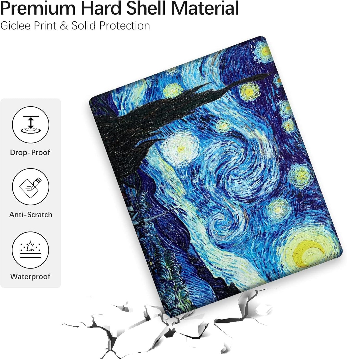 Berkin Arts for MacBook Pro 14 inch Cover A3401 A3185 A3112 A2992 A2918 A2779 A2442 with M4 M3 M2 M1 Chip(2021-2024 Release) Keyboard & Screen Cover Post-Impressionism (The Starry Night by Van Gogh)