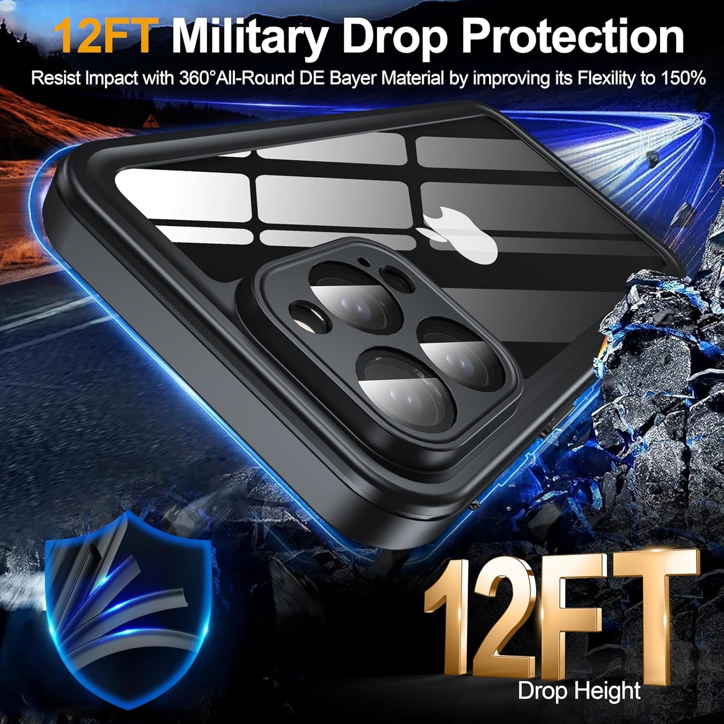 for iPhone 16 Pro Max Case Waterproof, Built-in Privacy Screen & HD Screen Double Front Frame [IP68 Underwater] Shockproof Dustproof Full Body Protection iPhone 16 Pro Max Phone Case