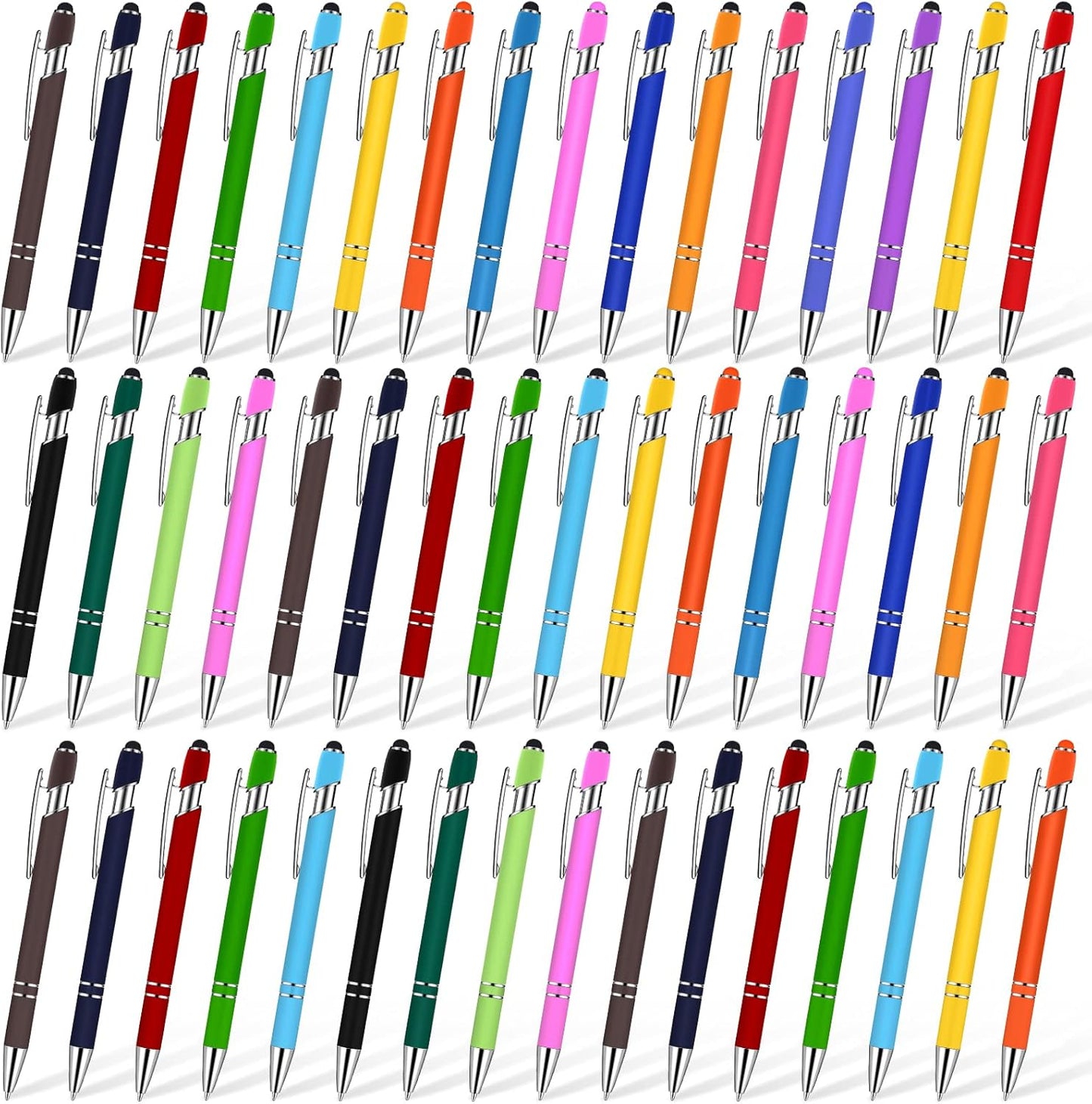 Konohan 100 Pieces Stylus Pen 2 in 1 Ballpoint Pen with Stylus Tip for Touch-Screen Phone Tablet, Touchscreen Devices, Compatible with iPad iPhone