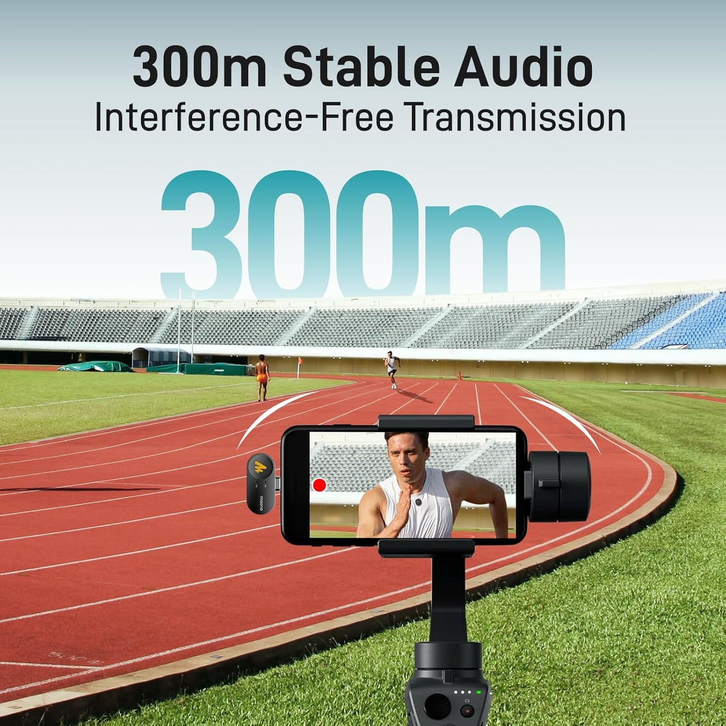 MAONO Wireless Lavalier Microphone for iPhone 16/15/Android/Tablet, USB C Plug Mini Mic with 48KHz 24Bit, 300m Range, Voice Filter, Noise Cancellation, 30H Use for Video Recording, Streaming - Wave T5