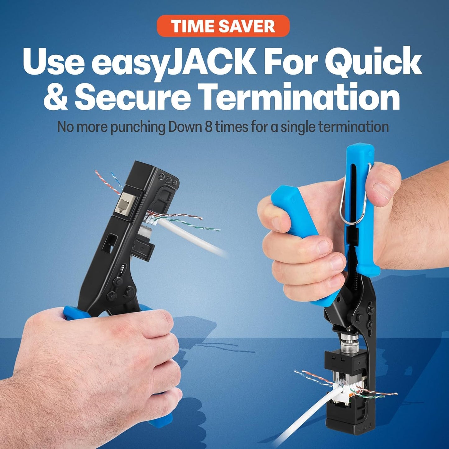 Everest 90° Angled RJ45 Cat6A Keystone Jacks 10-Pack in Light Almond - Slim Profile Female RJ45 Connectors - Cat 6A Keystone Jack - Compatible with 90° Angled Speed Termination Tool - easyJACK