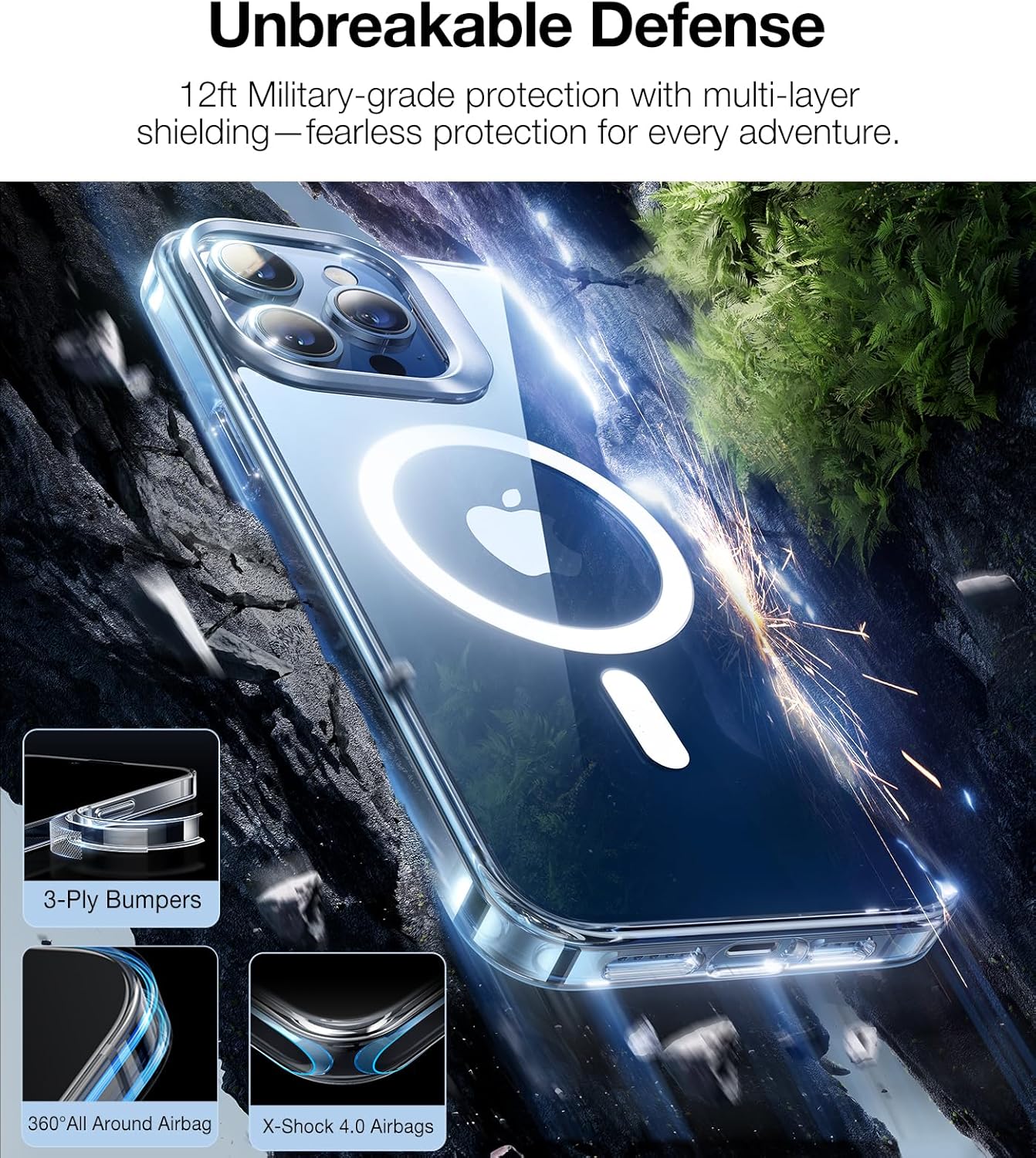 TORRAS Magnetic Kickstand for iPhone 15 Pro Case, [Compatible with MagSafe] [Built-in Camera Stand], Dual Camera Protection Mil-Grade Shockproof Anti-Yellowing Kickstand Case, Crystal Clear, 6.1""