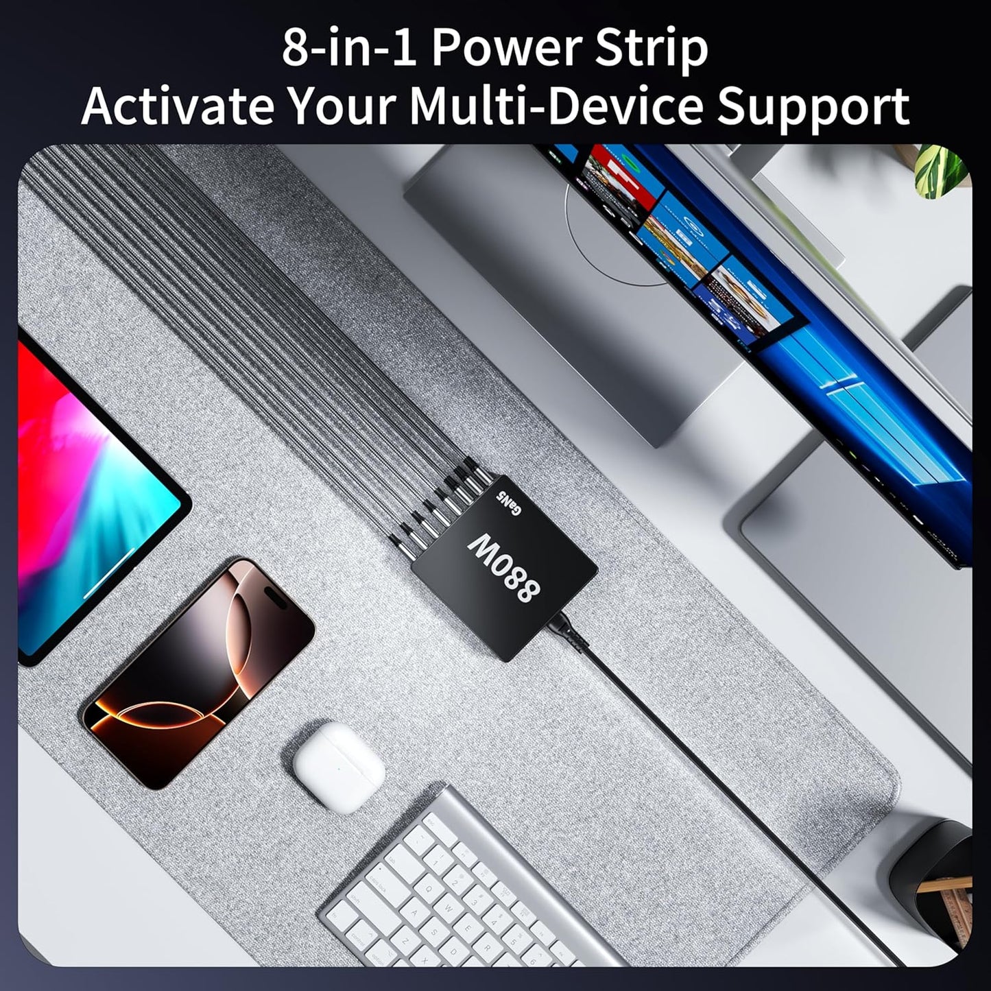 880W USB C Charger Block Charging Station 8 Port Fast GaN Chager 140W 160W PD PPS HUB for Laptop MacBook Charger Compatible with MacBook Pro/Air/All iPad iPhone 17/16/15/14/13/Pro Max/Galaxy Note