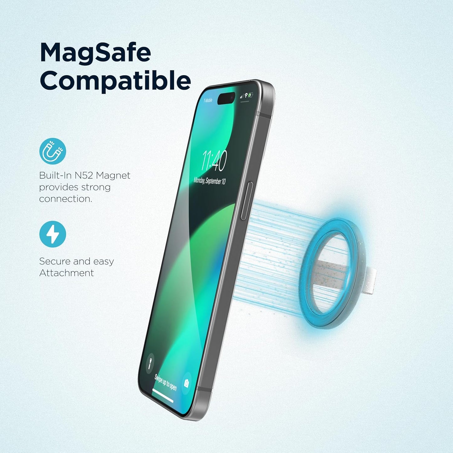 Encased LoopGrips for MagSafe (2 Pack), Magnetic Detachable Phone Holder, Silicone Finger Grip Rings - Designed for iPhone 14/15/16 Pro Max (Clear Sparkle & Glitter Blue)