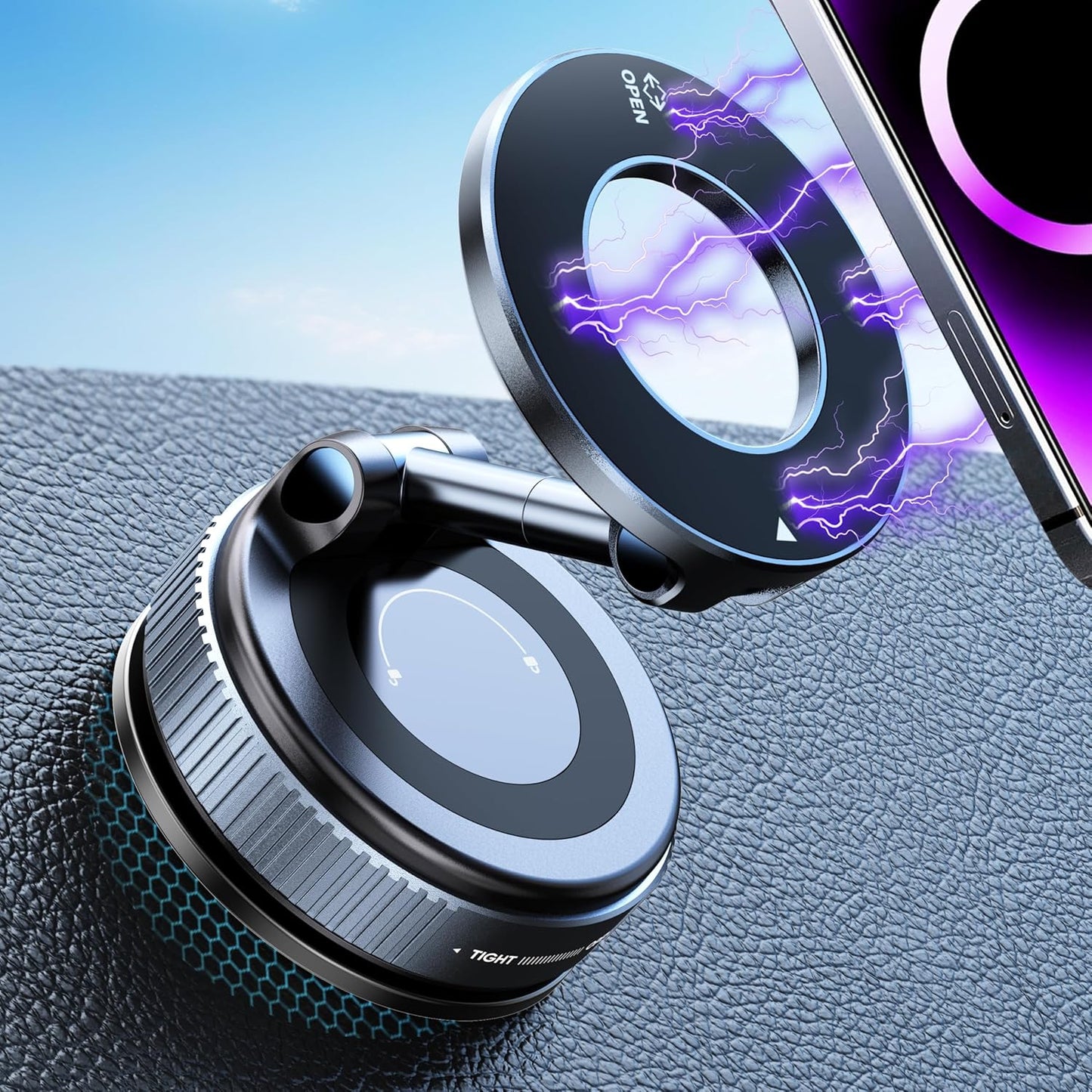 Upgraded 360° Nano Gel Vacuum Magnetic Phone Holder, Car Phone Holder for Magsafe[108+LBS Strongest Suction & 3000gf Strongest Magnetic], Suction Cup Phone Mount for Car/for iPhone 16 Pro Max
